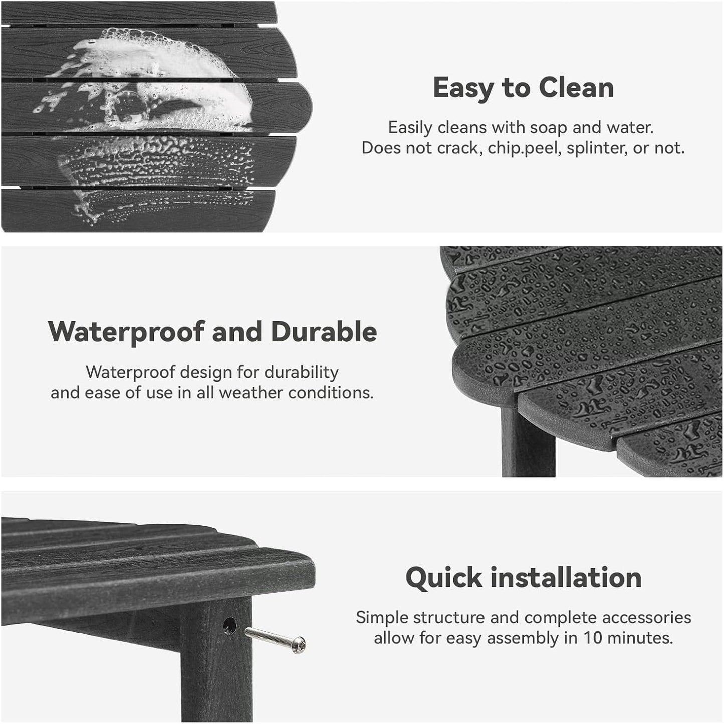 Small Outdoor Side Tables Modern 2-Tier Adirondack Table Rustic End Table HDPE Storage Shelf Industrial Corner Rectangle Coffee Table for Patio Garden Balcony Backyard Pool Farmhouse Home Grey