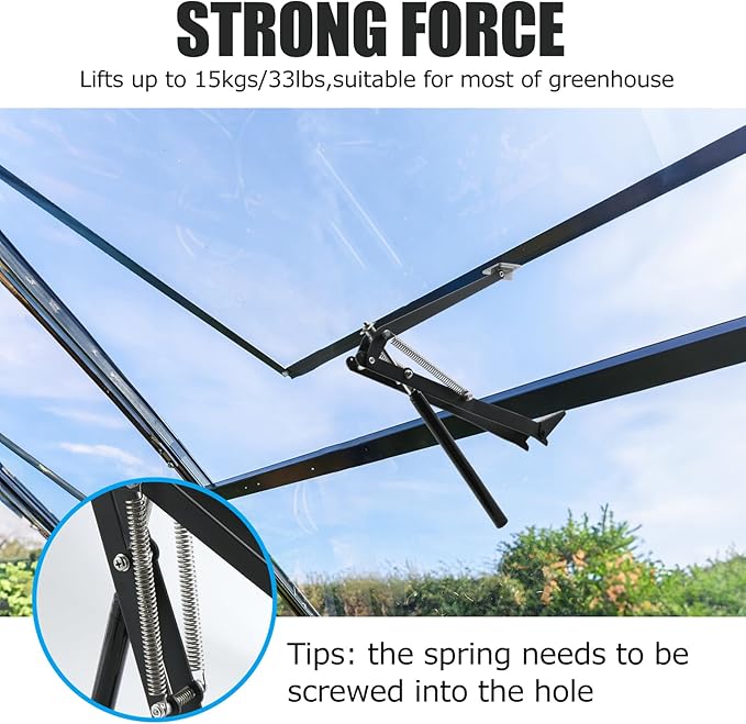 CHANGE MOORE Auto Vent Opener Automatic Greenhouse 1Pack Window Opener Roof Vent Opener Auto Vent Kit Sensitive Gardening Tools Automatic Greenhouses Supplies (Dual Spring Up to 33lbs)