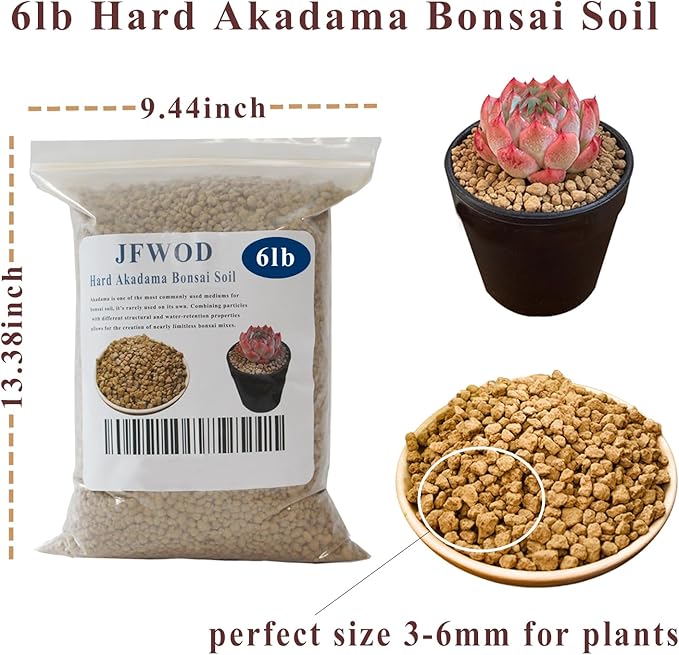 6lb Hard Akadama Bonsai Soil 3-6mm Small Grain for Cactus, Succulents, Bonsai Plants Soil Amendment, Prevent Over Water, Provides Optimal Water Retention, Fast Drainage
