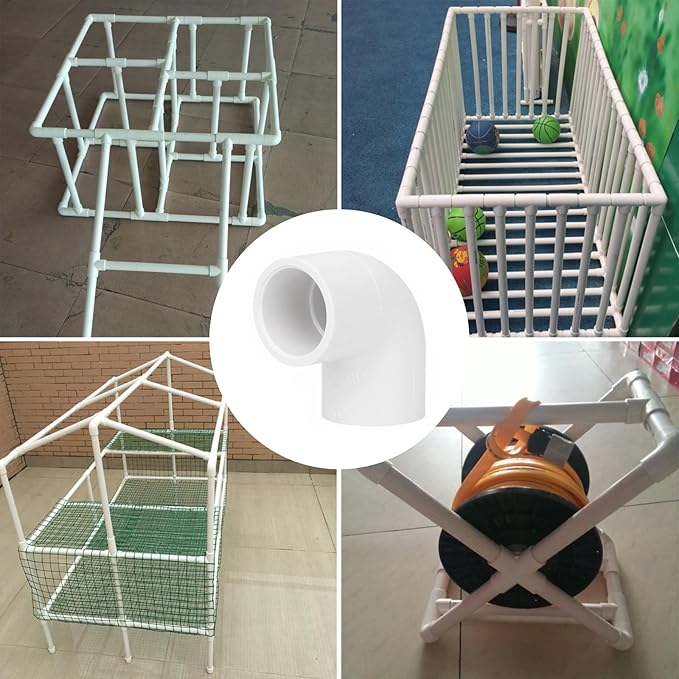 20 Pack 1/2" 90 Degree Elbow Pipe Fittings 2 Way Right Angle PVC Pipe Fitting, Furniture Build Grade SCH40 (Socket x Socket) 1/2" PVC Fitting Connectors for DIY PVC Shelf Garden Support Structure