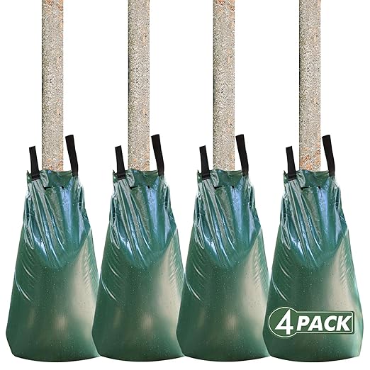 Tree Watering Bag 20 Gallon Watering Bag for Trees with Heavy Duty Zipper Premium PVC Tree Bags Slow Release Drippers Bag for Trees (4 Pack 5-8 Hours Releasing Time)
