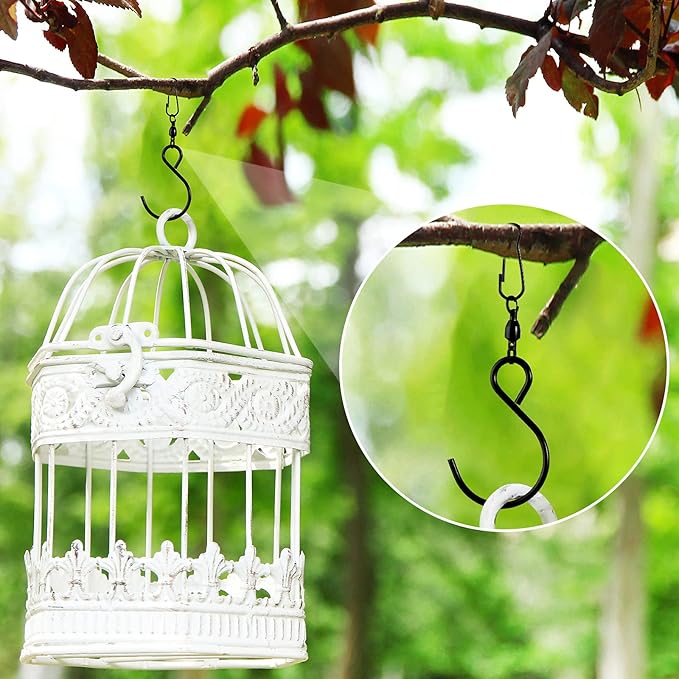 Jetec Wind Spinner Swivel Hooks 360 Degree Dual Spinning Windsock Chime Supplies Hanger Swivels Clip Hanging Hooks with Storage Box for Wind Spinners Supply, 2 Styles (Black,20 Pieces)