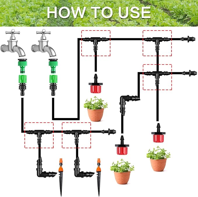 70 Pack Drip Irrigation Barbed Tee Fittings,Barbed Connector Fits Universal 1/4" Drip Tubing, Barbed T Connectors Fitting for Drip or Sprinkler System
