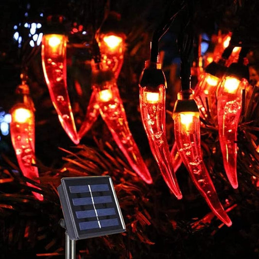 Solar Red Chili String Lights, 200 LED Chili Shape Fairy String Lights Solar Operated String Lights for Wedding, Chinese New Year,Spring Festival,Party Decoration,Christmas