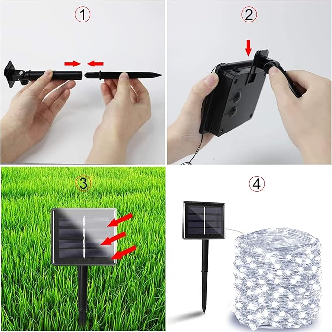 Solar String Lights Outdoor, 2-Pack Each 72FT 200 LED Solar Christmas Twinkle Lights Outside Waterproof Copper Wire with 8 Modes Solar Fairy Lights for Garden Tree Birthday Christmas Decor(Cool White)