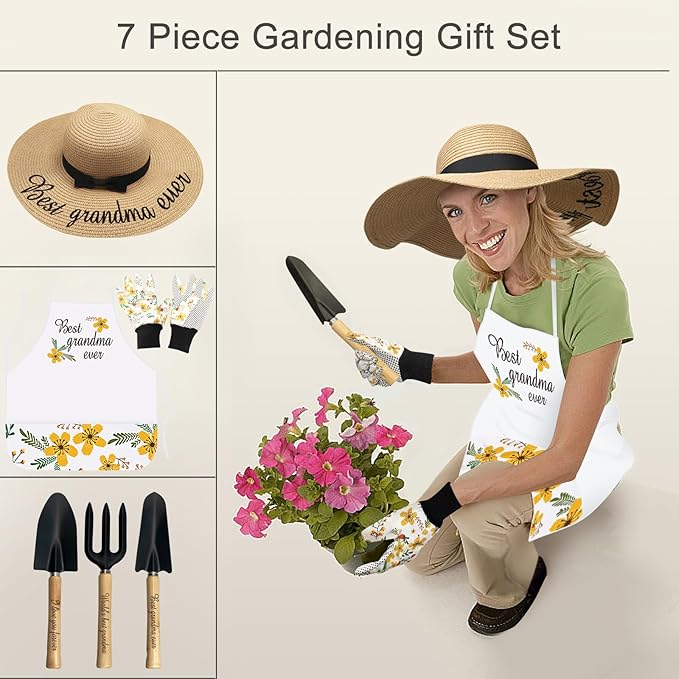 Grandma Gifts,Grandma Gifts from Grandkids - Birthday Gifts for Granny - Gardening Gifts Outdoor Horticulture Starter,Garden Tools Kit for Grandma