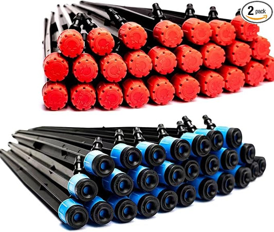 52 Pack Drip Emitters Sprays for 1/4" Drip Irrigation Tubing (26 pcs Emitters Vortex + 26 pcs Emitters Stream)