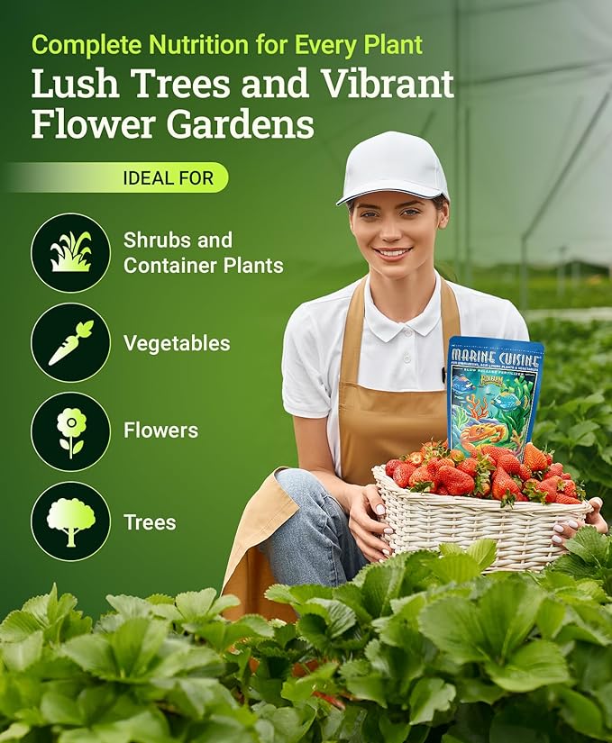 FoxFarm Marine Cuisine Fertilizer, Time Release All-Purpose Organic Plant Food for Vegetables, Flowers, Trees & Shrubs – NKP 10-7-7 (4 lb Bag)