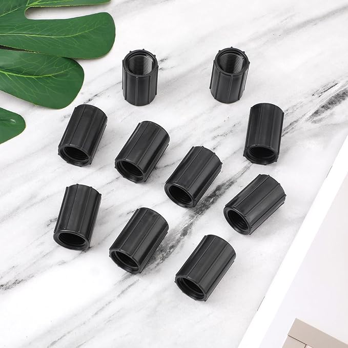 10pcs 1/2 Inch Female Threaded PVC NPT Connector, Double Female Thread Coupling Sprinkler Pipe Riser Adapter Irrigation System Accessories for Yard Lawn Garden