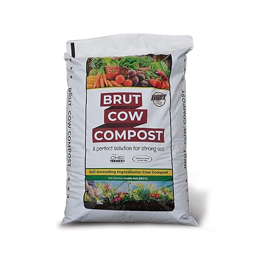 Brut Organic Cow Compost - 10 Quart - Nutrient-Rich Fertilizer for Thriving Gardens - Safe, Pure, and Effective, (10 Pack)