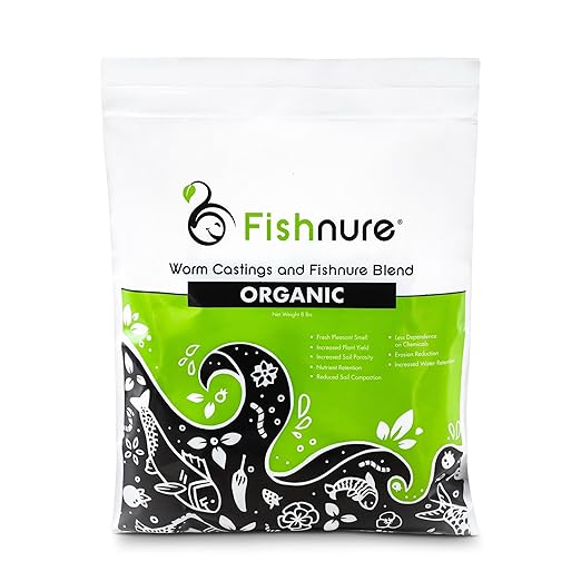 Fishnure - Humus Blend of Fish Fertilizer for Plants with Worm Castings, Enhances Fertility of Garden Soil for Outdoor Plants, Indoor Plant Food & Gardening Essentials, Gardener Gifts, 8 lbs