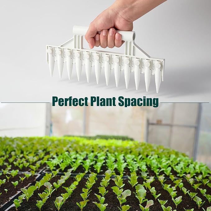 Seed Dibber, Multifunctional Seed Spacer Tool, Seed-in Soil Digger Garden Spacer aid for Planting Seeds Laying Out ideally Spaced Rows (White)