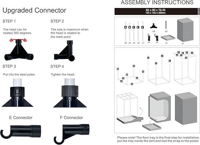 Grow Tent 60"x60"x78" Growing Tents for Indoor Plant 600D Mylar Hydroponic High Reflective Grow Tent for Plant Fruit Flower Veg Growing 5x5