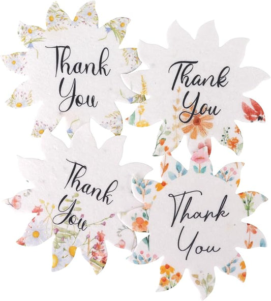 12pcs Thank You Tags Seed Paper – Plantable Wildflower Packets for Weddings, Gifts, & Life Events (12 Flower Assorted)