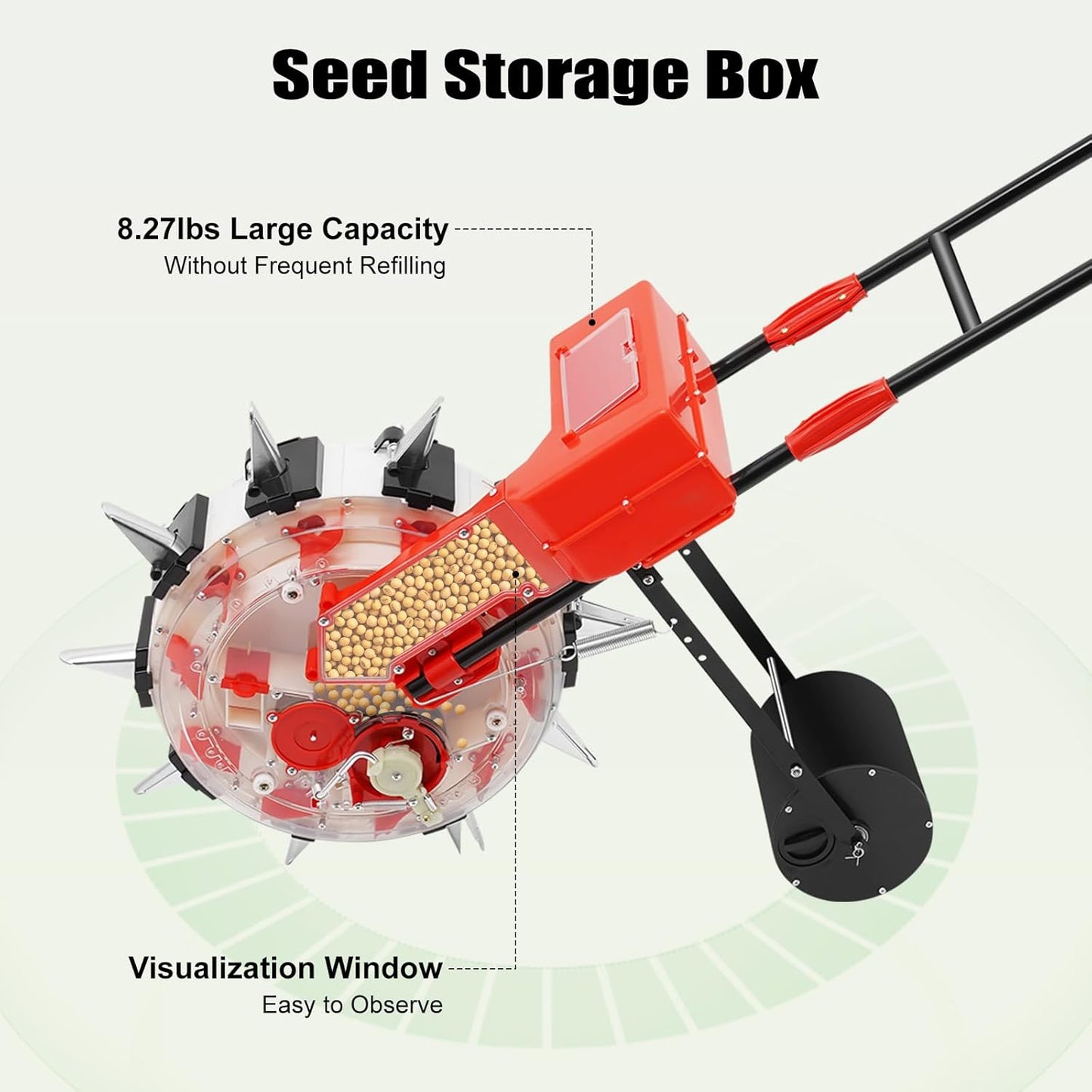 10-Row Manual Garden Seeder, Corn Planter, Hand Push Precision Seeder Planter for Corn Soybean Peanut Seeds, Adjustable Depth, 6.3" Sowing Spacing