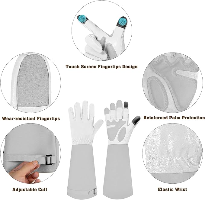 Long-Gardening-Gloves for Women/Men - Thorn Proof Rose Pruning Gloves Heavy Duty Gauntlet-M