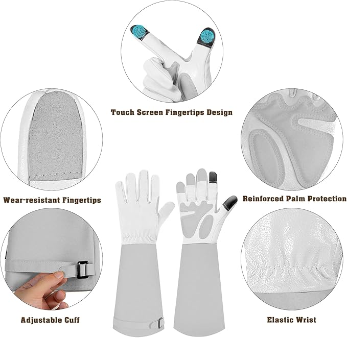 Long-Gardening-Gloves for Women/Men - Thorn Proof Rose Pruning Gloves Heavy Duty Gauntlet-L