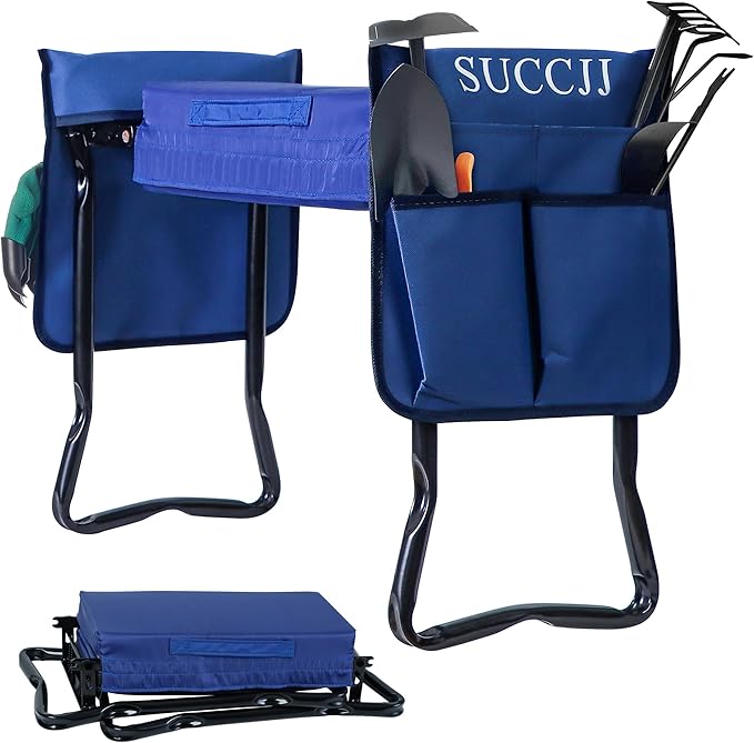 Garden Kneeler and Seat Heavy Duty,Gardening Stools and Seats for Seniors,Garden Seat and Kneeler Foldable Kneeling Bench with 2 Tool Pouches,Extra Wide Garden Bench for Kneeling and Sitting