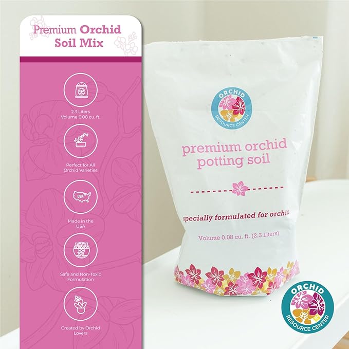 Orchid Soil Mix - Premium Potting Blend - Fast Draining, Non-Toxic, Nutrient-Rich, Sustainable - Ideal for Repotting Indoor Orchids - USA-Made - 1 Bag
