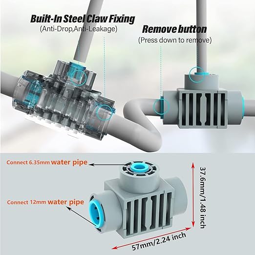 Irrigation Parts 8Pack1/2 "Pipe to 1/4" Barb Free Tee Irrigation Connector,1 Elbow Fitting,1 Plug Leak Free Fitting for Sprinklers or Drip Irrigation Systems,Gray