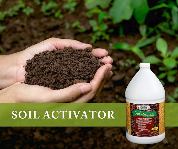 Medina Liquid Soil Activator - Liquid Fertilizer for Indoor & Outdoor Plants - Promotes Root Growth, Balances Soil Compaction - Ideal Plant Food for Houseplants - Covers up to 4000 Sq. Ft. - 1 Gal