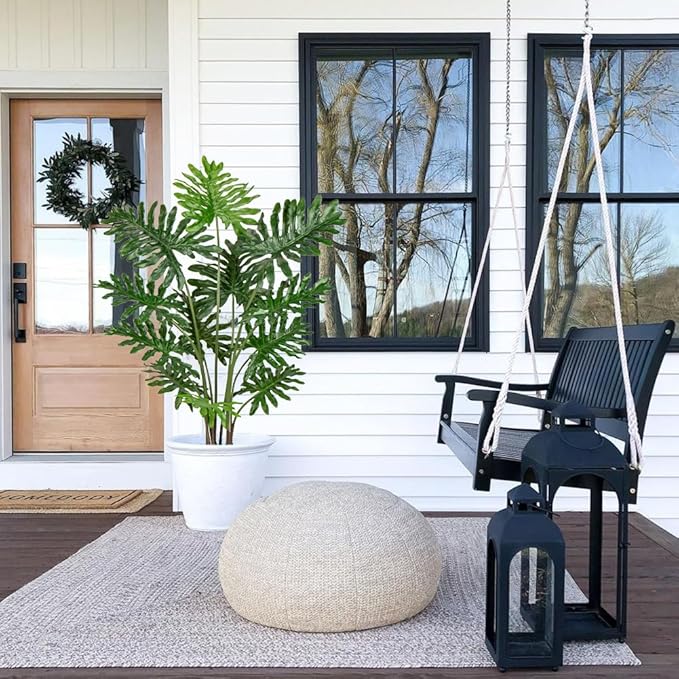 Hollyone Artificial Tree Philodendron Plant 5FT Tall Faux Monstera Indoor Trees Fake Tropical Palm Plants Trees House Plants in Pot for Indoor Outdoor Home Office Garden Living Room Decoration, 1 Pack