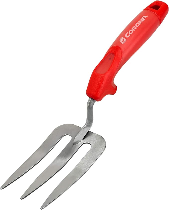 Corona Tools CT 3374 Premium Stainless Steel ComfortGEL Gardening Fork, Red