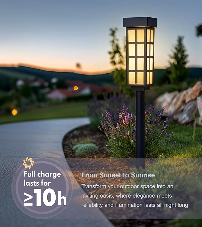 8 Pack Solar Pathway Lights, LED Solar Lights Outdoor, IP65 Waterproof Outdoor Solar Lights for Yard, Auto On/Off Solar Walkway Lights Outdoor, Landscape Lighting for Patio, Driveway Decor, Frosted