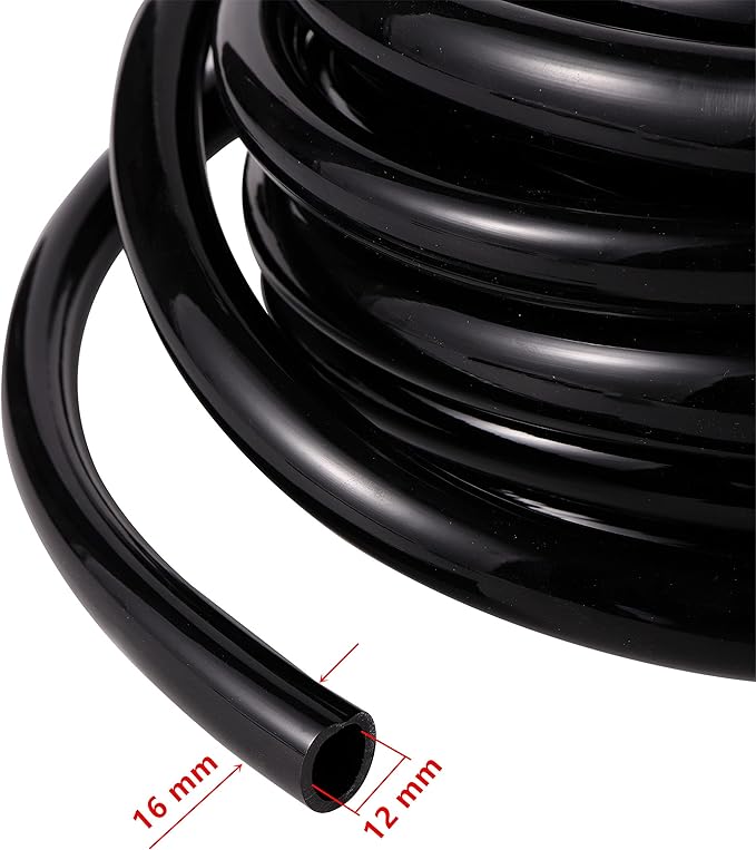 1/2” PVC Garden Irrigation Tubing Hose 52FT(16M),（OD:16mm,ID:12mm） with Lock Connector for Drip Irrigation System