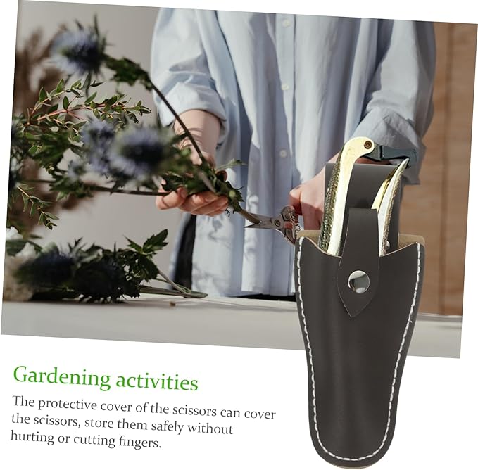 Garden Pruner, Scissor for Gardening Cover Bag PU Leather Pruner Case Scabbard Pliers Leather Case Embroidered Shears Scissor Box