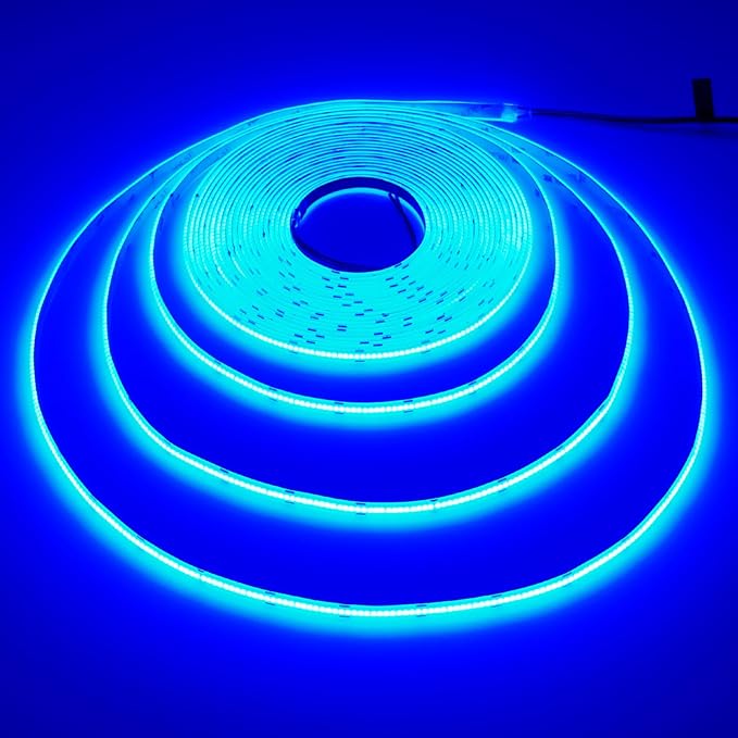 32.8ft(10M) DC 24V Blue COB LED Strip Light IP65 Waterproof 3840LEDs Uniform Glow Dotless Flexible LED Tape Lights for DIY Garden Backyard Hallways Stairs Decoration(No Power Supply)