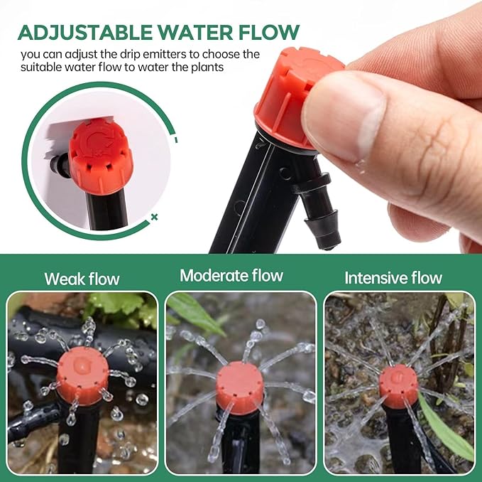 52 Pack Drip Emitters Sprays for 1/4" Drip Irrigation Tubing (26 pcs Emitters Vortex + 26 pcs Emitters Stream)