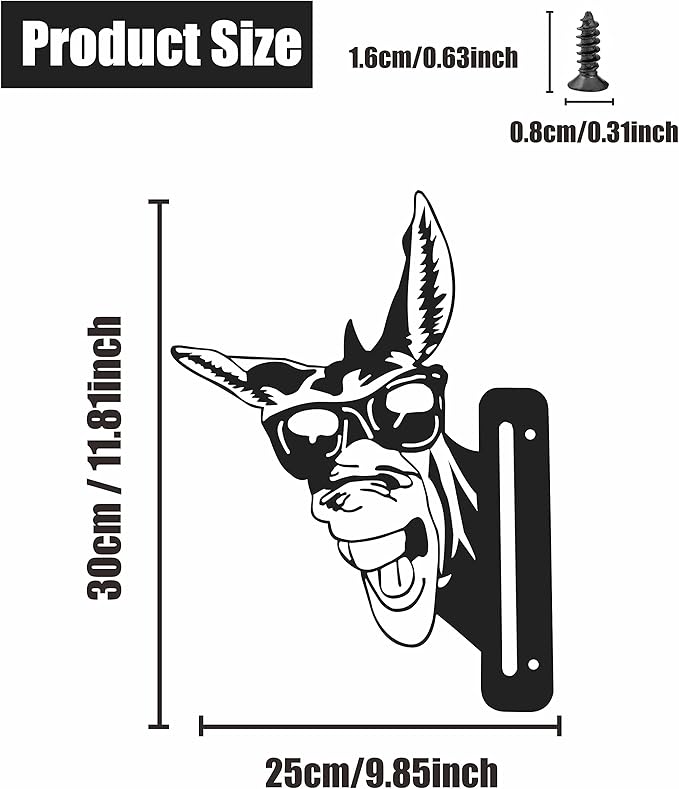 Peeping Donkey Metal Art Farm Garden Decor Garden Fence Decoration Outdoor Decoration for Farmhouse,Yard,Lawn