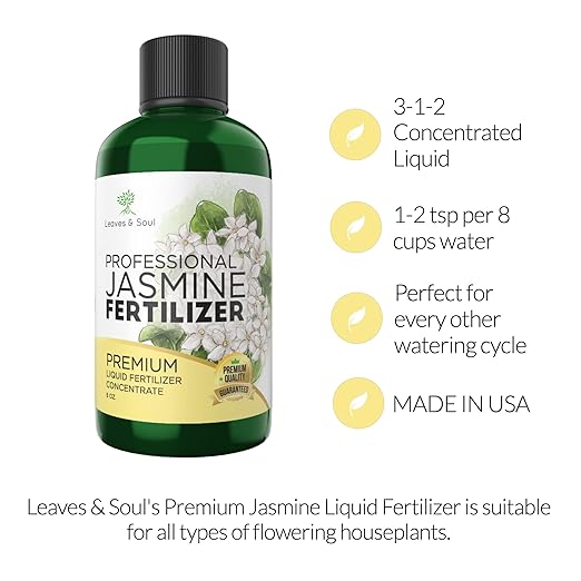 Professional Liquid Jasmine Fertilizer | 3-1-2 Concentrate for Plants and Flowers | Multi-Purpose Blend & Gardening Supplies | 8 oz Bottle (Jasmine)