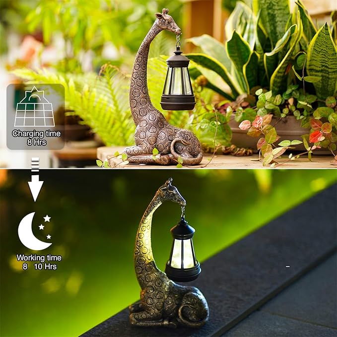 Goodeco 11 "Giraffe Statue for Garden and Home Decor - Ideal for Giraffe & Mom Gifts, Birthdays, Women's Presents, and More! Eye-Catching Ornament for Indoor and Outdoor Use (Giraffe)