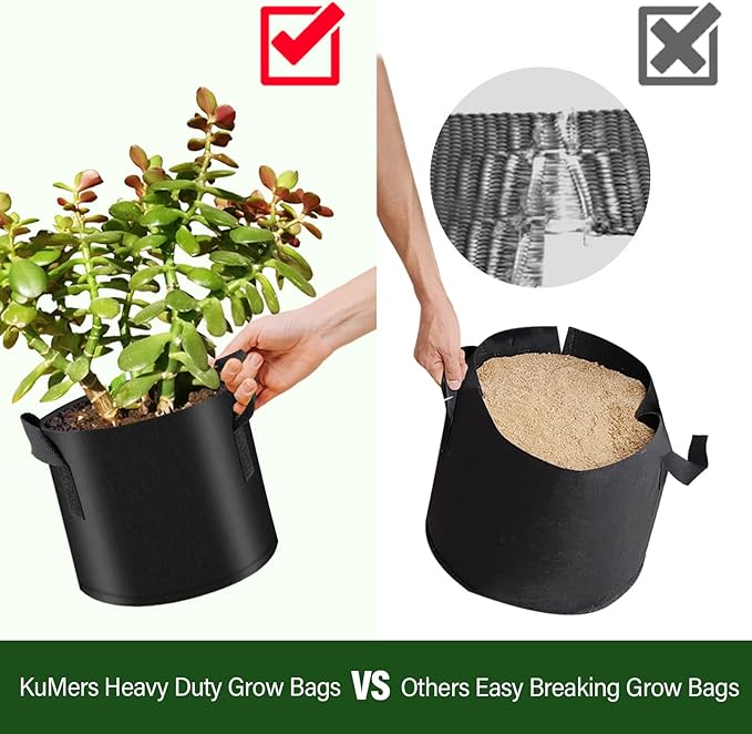 12 Pack Grow Bags 5 Gallon, 300G Heavy Duty Thickened Non-Woven Plant Bag Plant Fabric Pots with Handles Planting Bags, Pot for Plants
