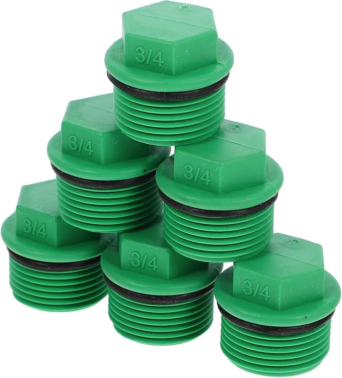 Baluue 10pcs Garden Hose Plugs and Caps, 3/4" Plastic Tubing Stoppers, Green Ppr Material, Prevents Leakage, Ideal for Garden Irrigation and Water Supply