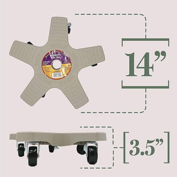 Bosmere S14450 Down Under Plant Caddie, Heavy Duty Plant Stand with Wheels, 500lb Capacity, 14-Inch, Light Gray