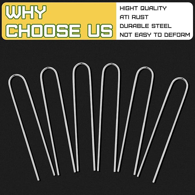 120 PCS Irrigation Drip Tubing Landscape Staples 5 Inch U Shape Garden Stakes Galvanized Landscape Pins for 1/4 Inch Irrigation Hose Lawn Nails 1/4 Inch to 1/2 Inch Loop Stake for Drip Tubing