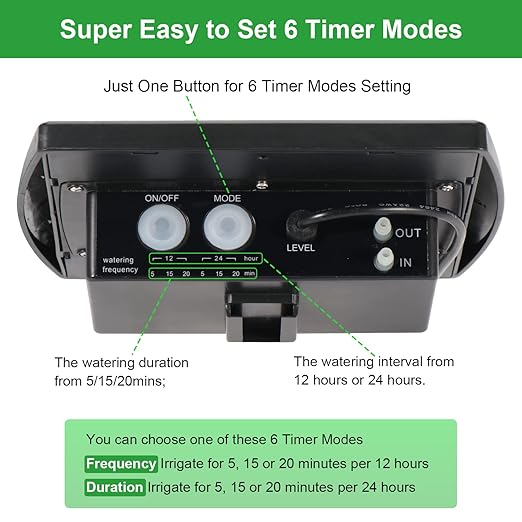 Solar Automatic Drip Irrigation Kit System, YaNovate Solar Auto Watering Gardening System for 10 Potted Plants with Anti-Siphoning Device & 6 Timer Modes for Outdoor