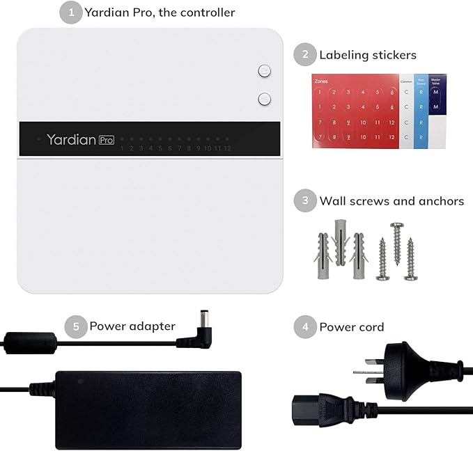 Yardian Pro Smart Sprinkler Controller 8 Zone - Control Buttons, Apple HomeKit, Alexa, Google Assistant and Home Assistant Compatible, Enhanced Wi-Fi, RJ45, Level VI Worldwide Power Supply