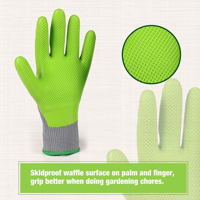 WORKPRO 6 Pairs Garden Gloves, Work Glove with Eco Latex Palm Coated, Working Gloves for Weeding, Digging, Raking and Pruning(L)