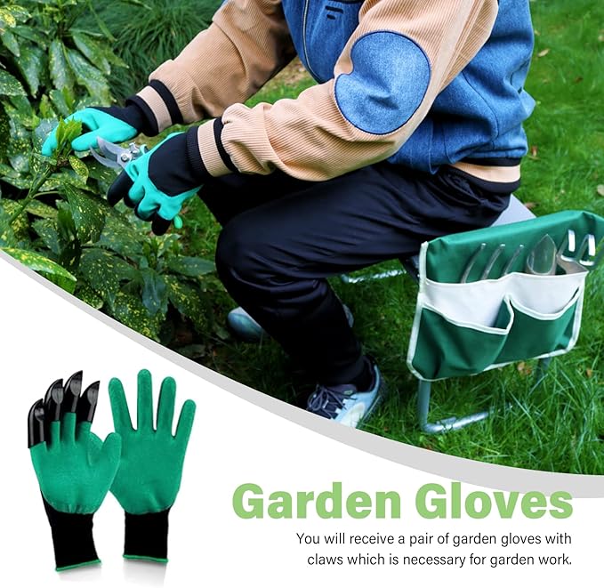 BESTHLS Garden Kneeler and Seat, Foldable Garden Stool Heavy Duty Gardening Bench for Kneeling Sitting to Prevent Knee & Back Pain, Tool Pouch Gloves Included Ideal for Women Seniors Mom Dad