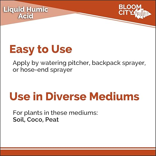 Bloom City Organic Liquid Humic Soil Health Formula, Great for Houseplants, Gardens and Lawns, 1/2 Pint (8 oz) Concentrated Makes 30+ Gallons