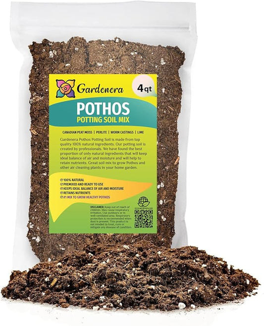 Premium Pothos Potting Soil Mix - Air Cleaning Plant Potting Mix, Soil Mix for Pothos, Parlor Palm, Peace Lily - (4 Quart Bag)