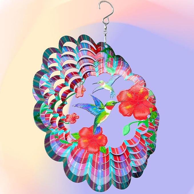 Hummingbird Wind Spinners Outdoor,6in Mandala Wind Spinner Hummingbird Gift for Women Men,Wind Spinner for Yard and Garden,Wind Sculpture for Yard Art Decorations,Christmas Decoration