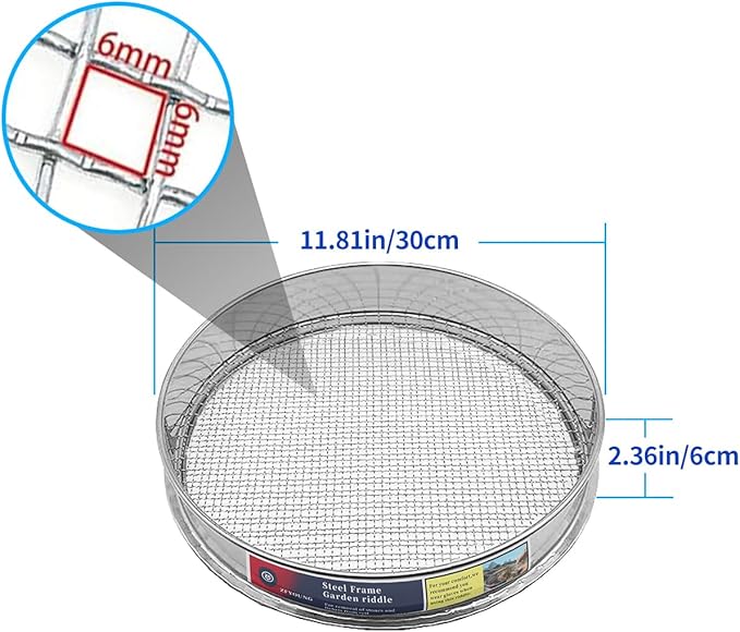 Stainless Steel Mesh Screen 304 1/4" Mesh Mesh -Soil Sifter for Large Gardens to Boost Your Gardening Productivity, Silver