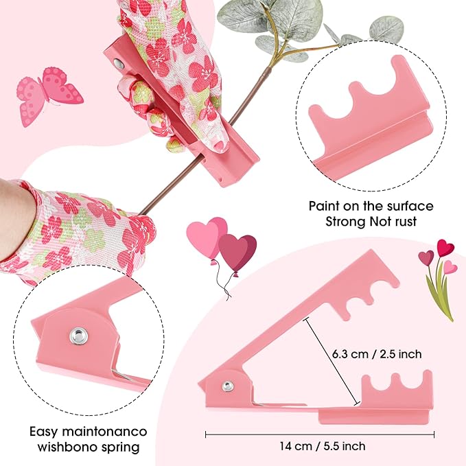 WILLBOND 10 Pcs Rose Thorn Stripper Tool Valentines Gifts Florist Supplies Rose Thorn Remover Kit Garden Remover for Flower Stripper Kit Florist Tool, Floral Gloves Tape(Pink,Flower)