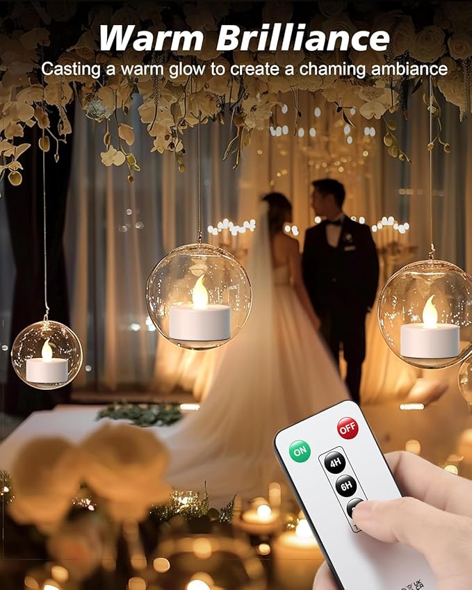 Tea Light Remote Control Candle,Flickering Flameless LED Candle,Long Lasting 400+Hours,Battery Operated with Timer for Home Decoration Seasonal &Festival Celebration WarmWhite (12pcs)