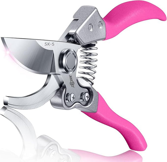 8.5" Professional Bypass Pruning Shears – Heavy Duty Garden Scissors & Clippers for Branch Trimming, Ultra Sharp SK5 Blade, Ergonomic Handle, Perfect Gardening Gift for Women, 2025 Pink Tools